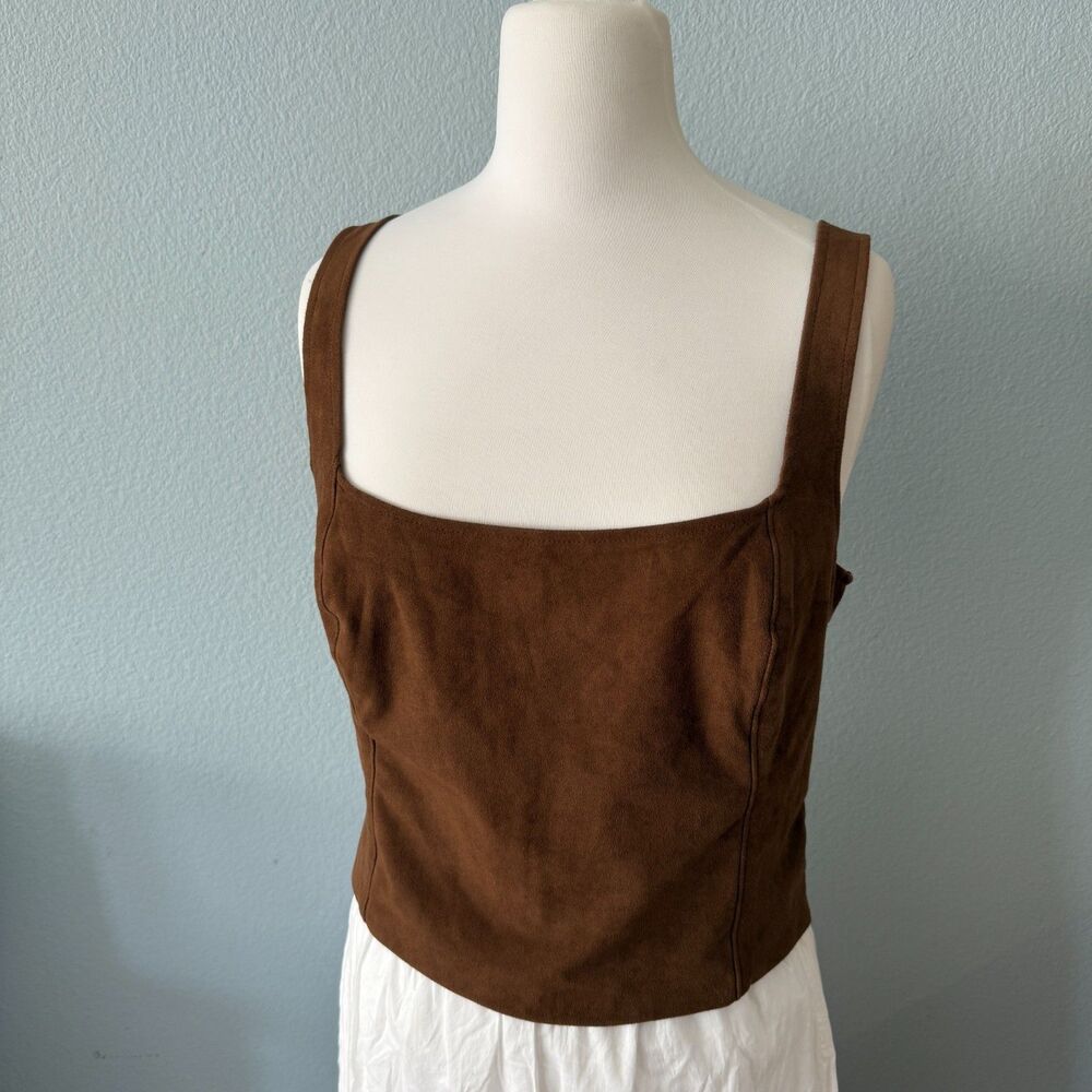 Abercrombie & Fitch Fuax Suede Squareneck Tank Size Large